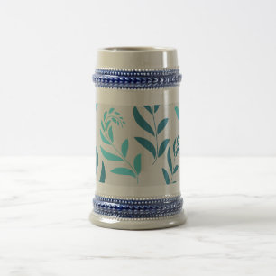 Personalized Beer Stein in White/Gold or Gray/Blue