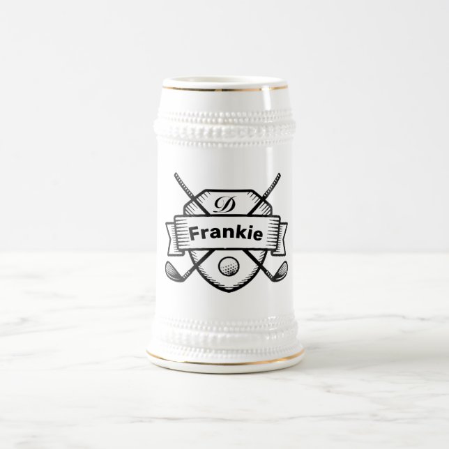 Personalized Beer Stein - Vintage Monogram Design (Center)