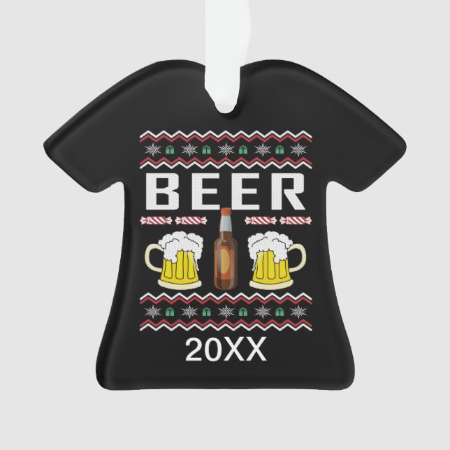 Personalized Beer Ugly Christmas Sweater Ornament (Front)