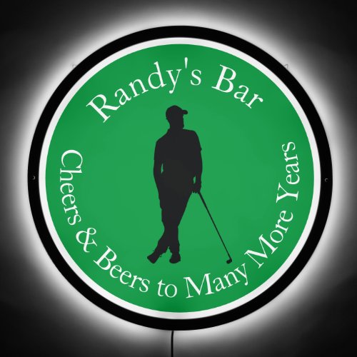 Personalized Beers Cheers Golfer Gift LED Sign