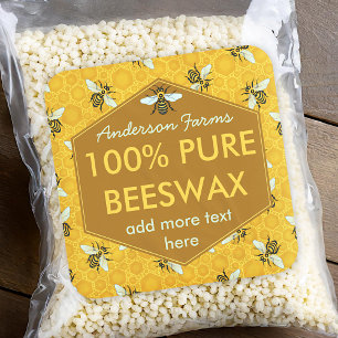 Personalized Beeswax Label Bees and Honeycomb