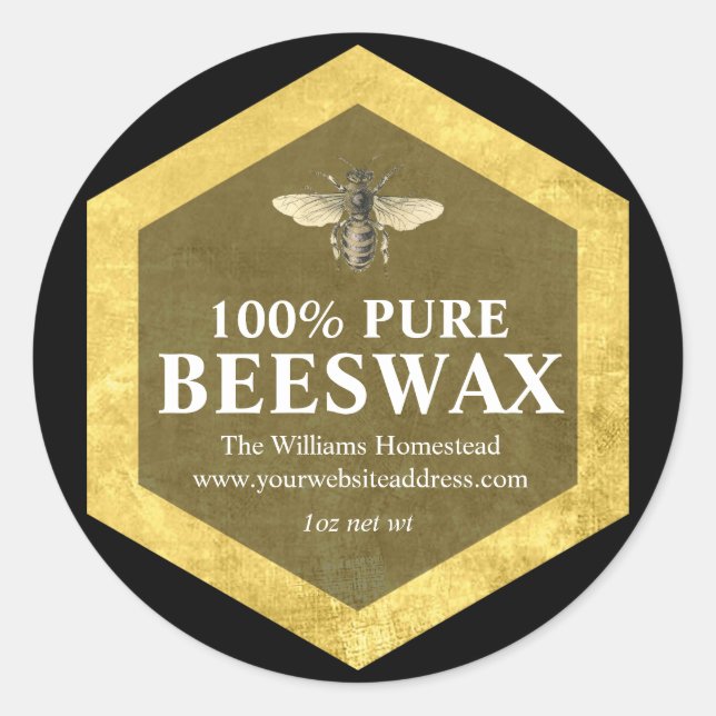 Personalized  Beeswax Label with Apiary Name (Front)