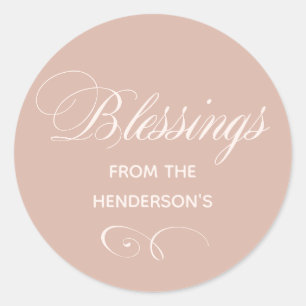 Personalized Beige Blush Blessings Classic Round Sticker