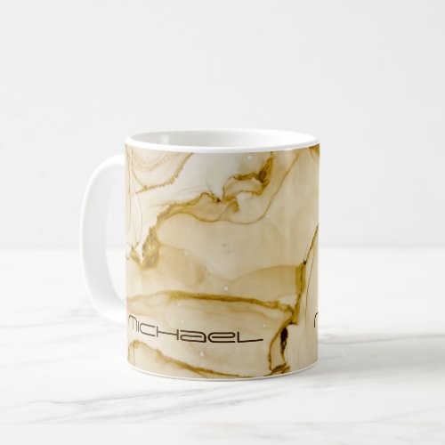 Personalized Beige Brown Alcohol Ink Coffee Mug