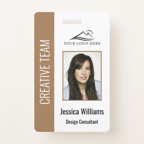 Personalized Beige Corporate Employee Security ID  Badge