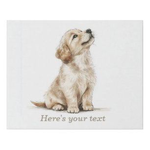 Personalized Beige Golden Retriever Baby Faux Canvas Print