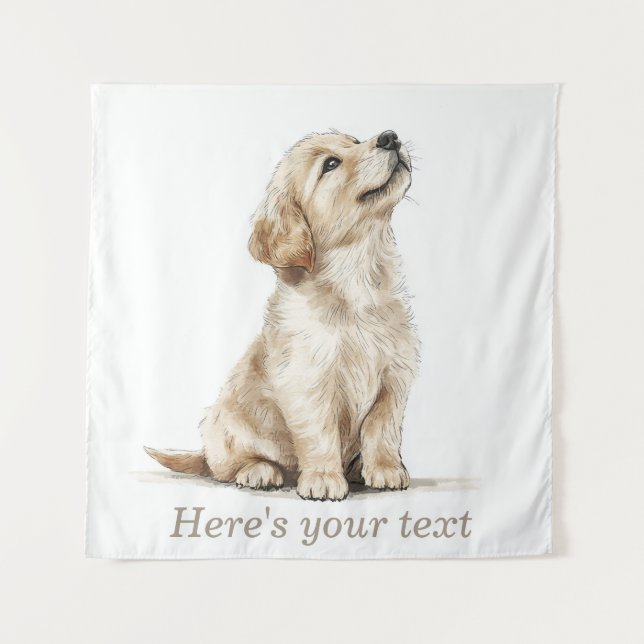 Personalized Beige Golden Retriever Baby Tapestry (Front)