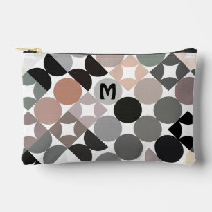 Personalized Beige Gray Black Abstract Art Pattern Accessory Pouch