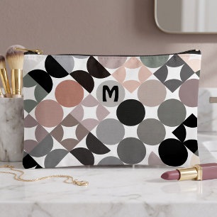 Personalized Beige Gray Black Abstract Art Pattern Accessory Pouch