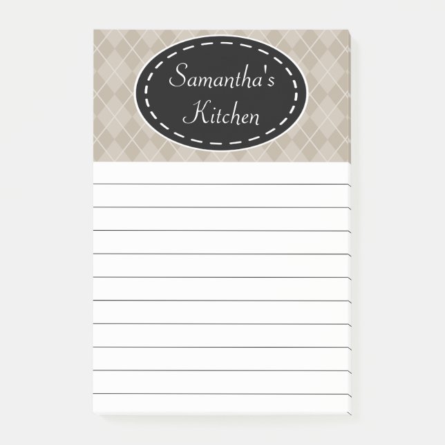 Personalized Beige Kitchen Post It Notes (Front)