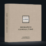 Personalized Beige Linen Binder with Custom Logo<br><div class="desc">Elevate your brand with this personalized beige linen binder featuring a customizable square logo in the center and classic block typography for your company name below. The modern sans serif font on the lower thirds provides a sleek touch, . The beige linen print background completes the sophisticated look. With customizable...</div>