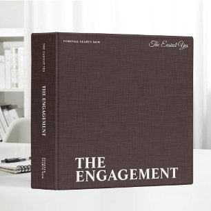 Personalized Beige Linen Engagement Photo Album 3 Ring Binder