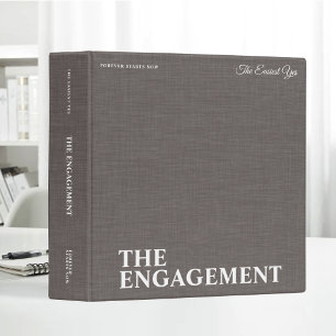 Personalized Beige Linen Engagement Photo Album 3 Ring Binder
