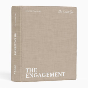 Personalized Beige Linen Engagement Photo Album Mini Binder