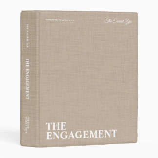 Personalized Beige Linen Engagement Photo Album Mini Binder