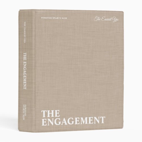 Personalized Beige Linen Engagement Photo Album Mini Binder