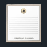 Personalized Beige Linen Monogram Lined Notepad<br><div class="desc">Keep your notes organized with this elegant beige linen monogrammed notepad. The luxurious design features a gold monogram and name, lined pages for easy writing, and a sturdy backing to make writing on the go a breeze. Personalize it with your own initial and name and use it at work, school,...</div>