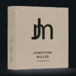 Personalized Beige Linen Print Monogram Binder<br><div class="desc">Keep your important documents and papers organized in style with this personalized binder. Featuring a large and unique monogram design with two bold sans serif font initials and customizable text for your name and title or any custom message of your choice below. The spine also has customizable text for easy...</div>