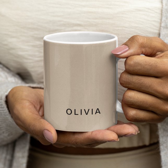 "Personalized Beige Monogram Custom Coffee Mug (Creator Uploaded)