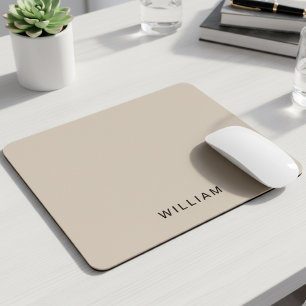 Personalized Beige & Monogram Elegant Custom Mouse Pad