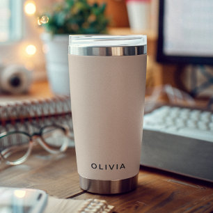 Personalized Beige Monogram Insulated Tumbler