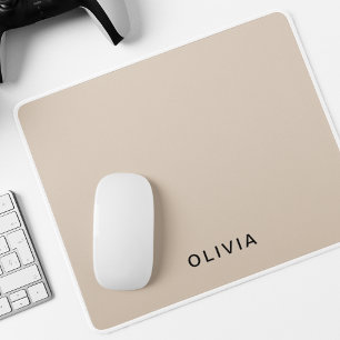 "Personalized Beige Monogram Mouse Pad