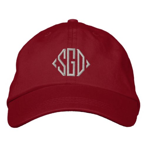 Personalized beige monogrammed maroon embroidered baseball cap