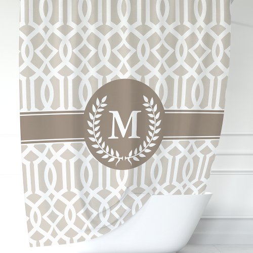 Personalized Beige Moroccan Quatrefoil Shower Curtain