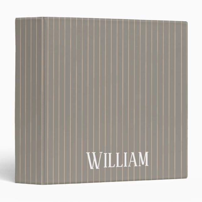 Personalized beige pinstripes 3 ring binder (Front/Spine)
