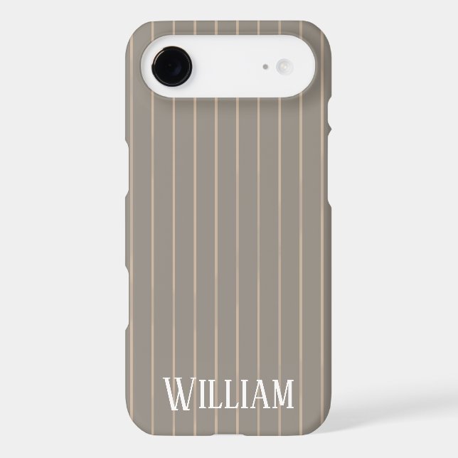 Personalized beige pinstripes Case-Mate iPhone case (Back)