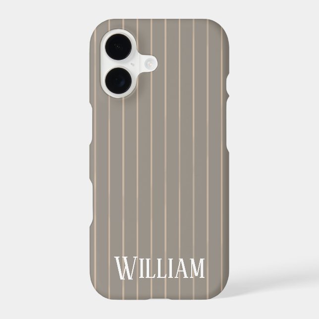 Personalized beige pinstripes Case-Mate iPhone case (Back)