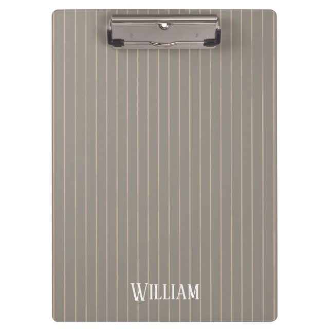 Personalized beige pinstripes clipboard (Front)