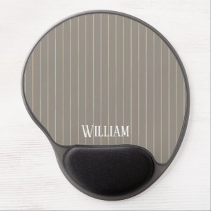 Personalized beige pinstripes gel mouse pad