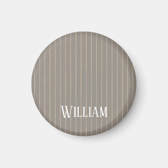 Personalized beige pinstripes magnet (Front)