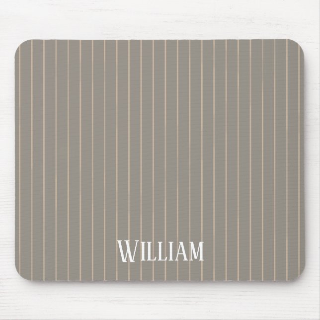 Personalized beige pinstripes mouse pad (Front)