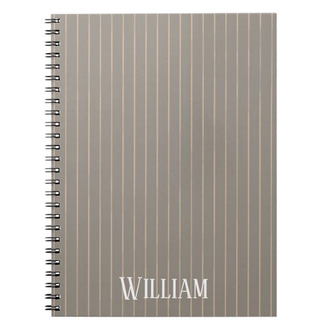 Personalized beige pinstripes notebook (Front)