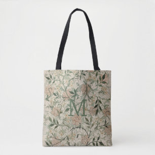 Personalized Beige, Sage Green, Peach Floral  Tote Bag