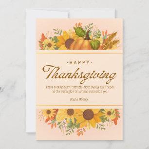 Personalized Beige Simple Thanksgiving Holiday Card