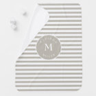Personalized Beige Striped Baby Blanket – Neutral