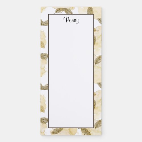 Personalized Beige Tan Feathers Magnetic Notepad