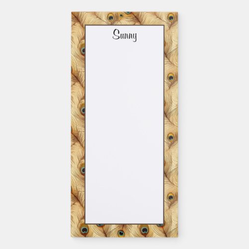 Personalized Beige Tan Feathers Magnetic Notepad