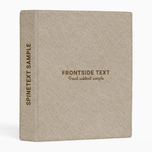 Personalized Beige Tones Linen Burlap Fabric Look Mini Binder