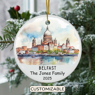 Personalized Belfast Ornament, Ireland Ceramic Ornament