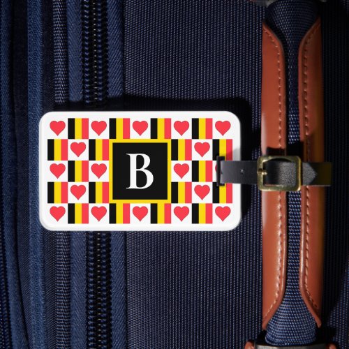 Personalized Belgian Flag Custom Letter Belgium Luggage Tag