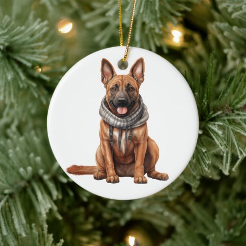 Personalized Belgian Malinois Dog Art Ceramic Ornament
