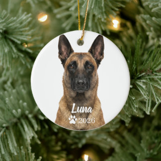 Personalized Belgian Malinois Dog Photo Ornament