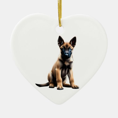 Personalized Belgian Malinois Puppy Ceramic Ornament