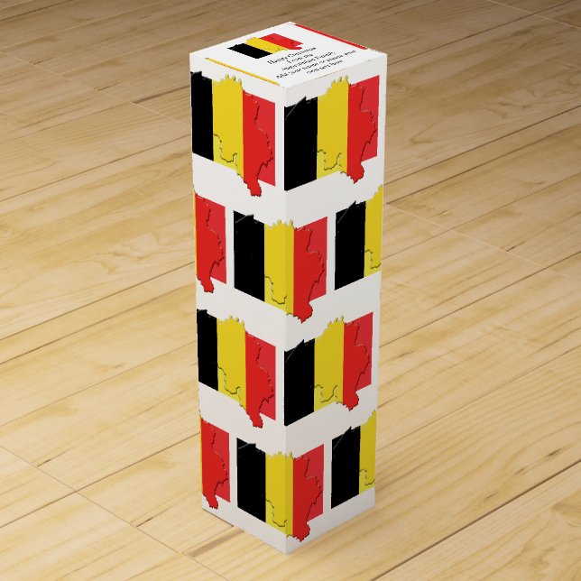 Personalized BELGIUM Flag Wine Box (Front)