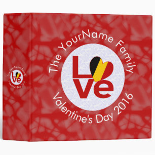 Personalized Belgium Red LOVE Flag 3 Ring Binder