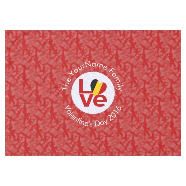 Personalized Belgium Red LOVE Flag Tablecloth (Front (Horizontal))